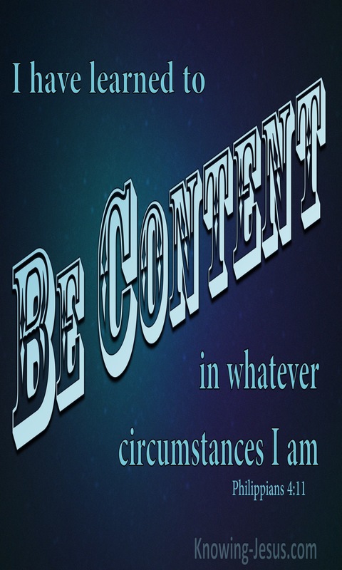 Philippians 4:11 Learn To Be Content (blue)